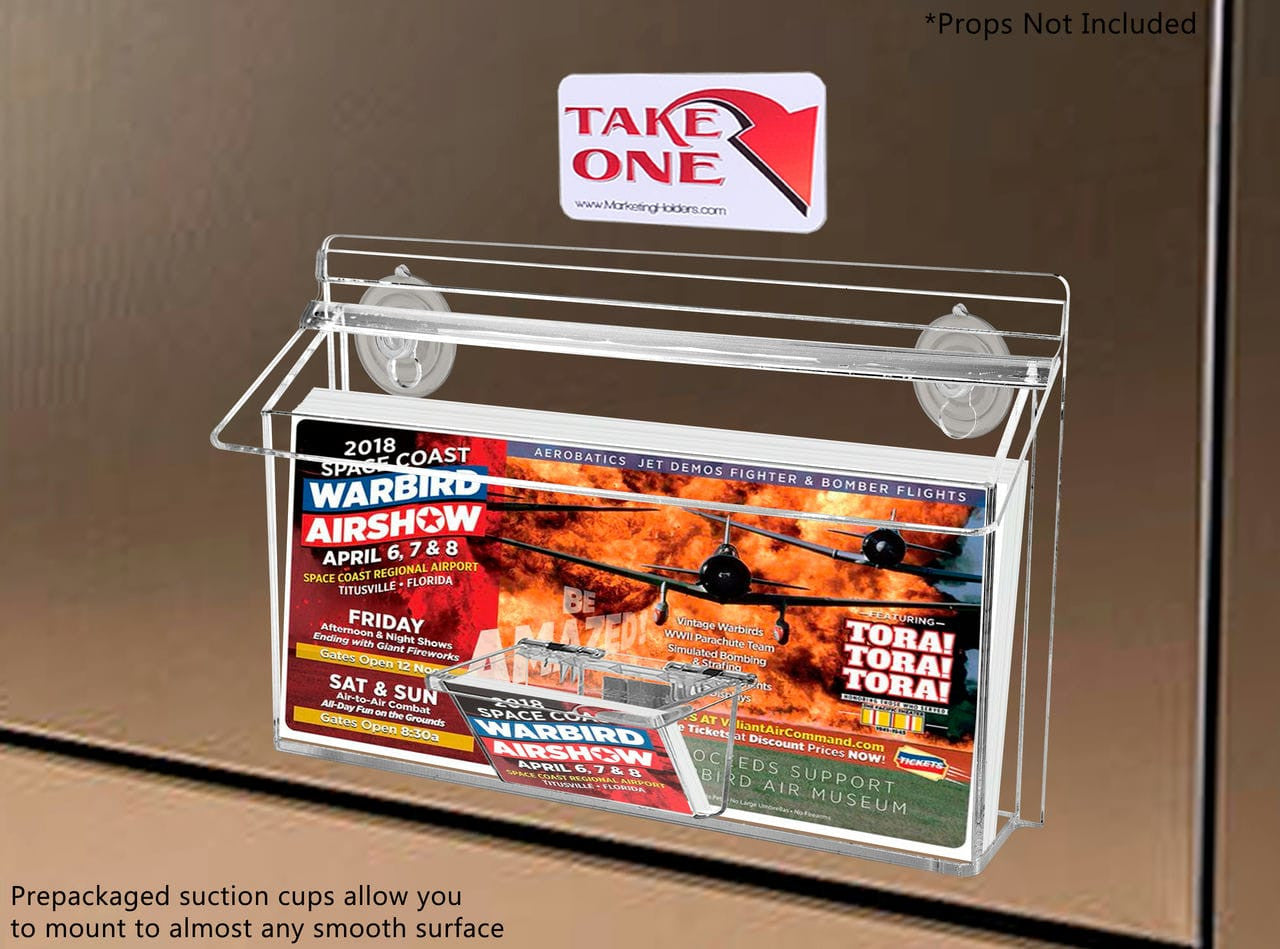 11"W x 4"H Suction Cup Outdoor Trifold Holder with Card Box