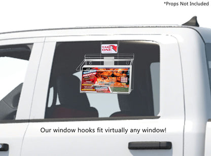 11"W x 4"H Outdoor Window Hook Brochure Holder with Card Box
