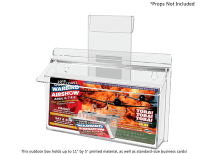 11"W x 4"H Outdoor Window Hook Brochure Holder with Card Box