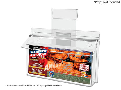 11"W x 4"H Outdoor Window Hook Trifold Holder Brochure Box