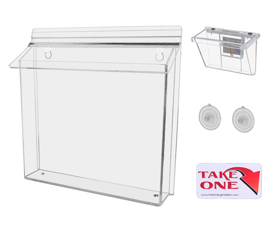11"W x 8.5"H Suction Cup Outdoor Flyer Holder with Card Box