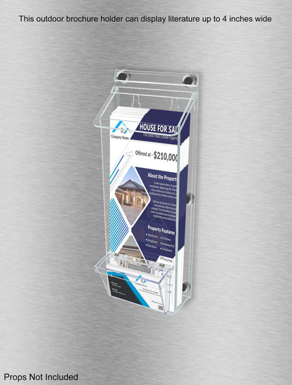 4"W x 11"H Magnetic Outdoor Trifold Brochure Holder with Card Box