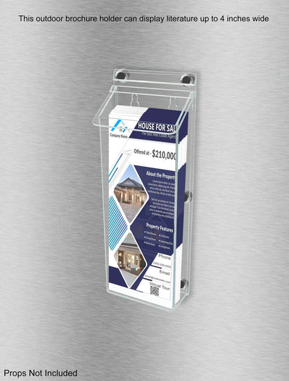 4"W x 11"H Magnetic Outdoor Brochure Holder Trifold Box with Lid