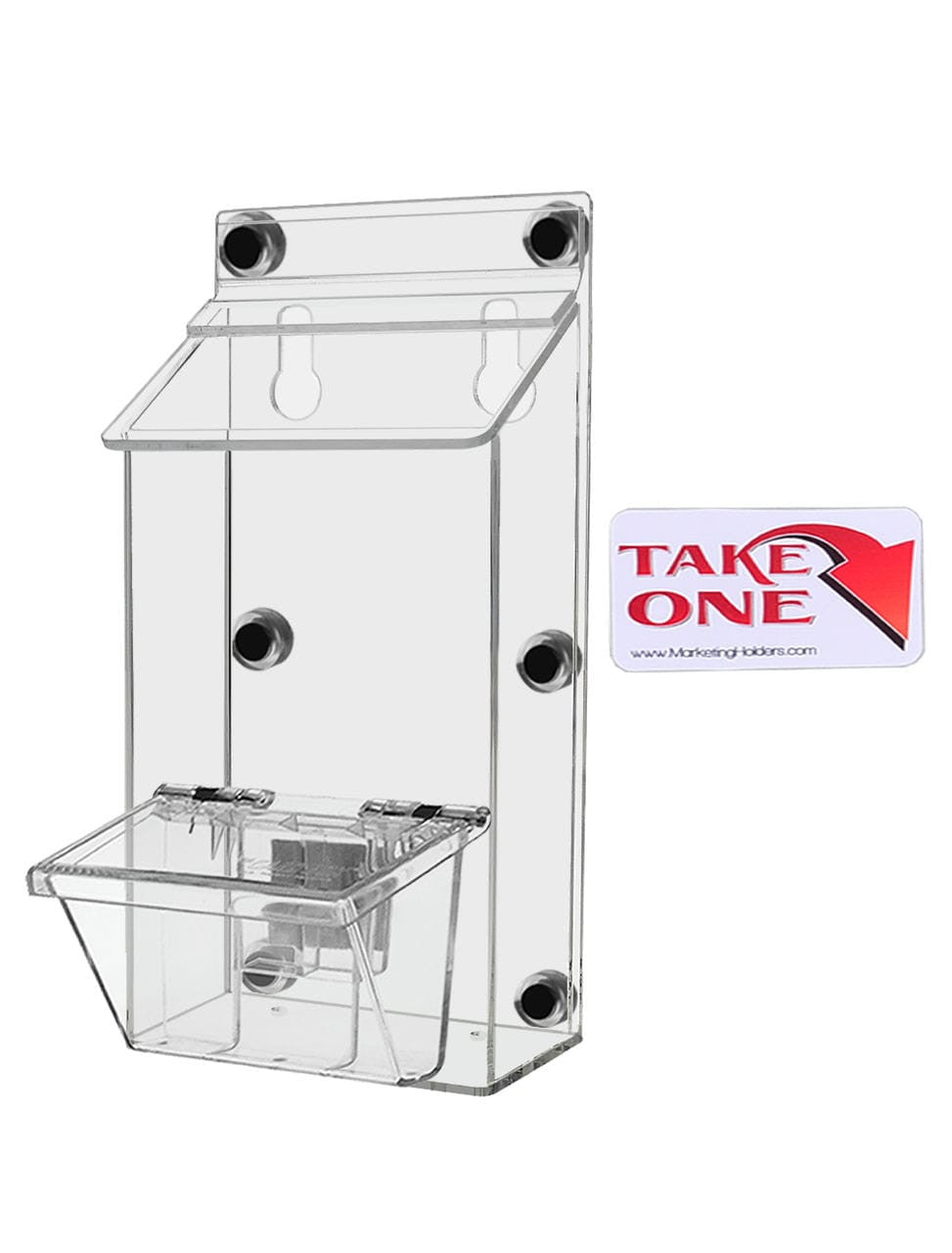 Outdoor Brochure Holder with Magnets and take one sticker