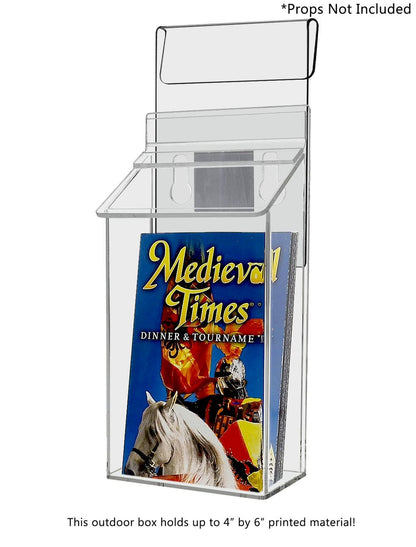 4"W x 6"H Outdoor Window Hook Postcard Holder Brochure Box