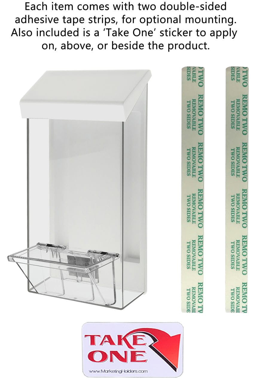 4"W x 9"H Outdoor Rack Card Trifold Bin White Lid and Card Box