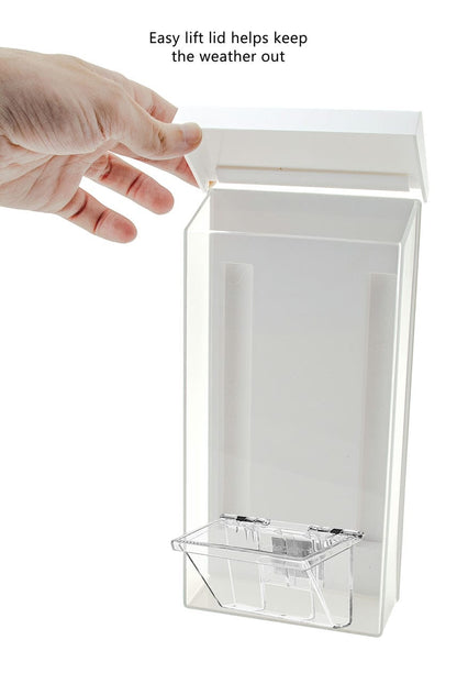 4"W x 9"H Outdoor Rack Card Trifold Bin White Lid and Card Box