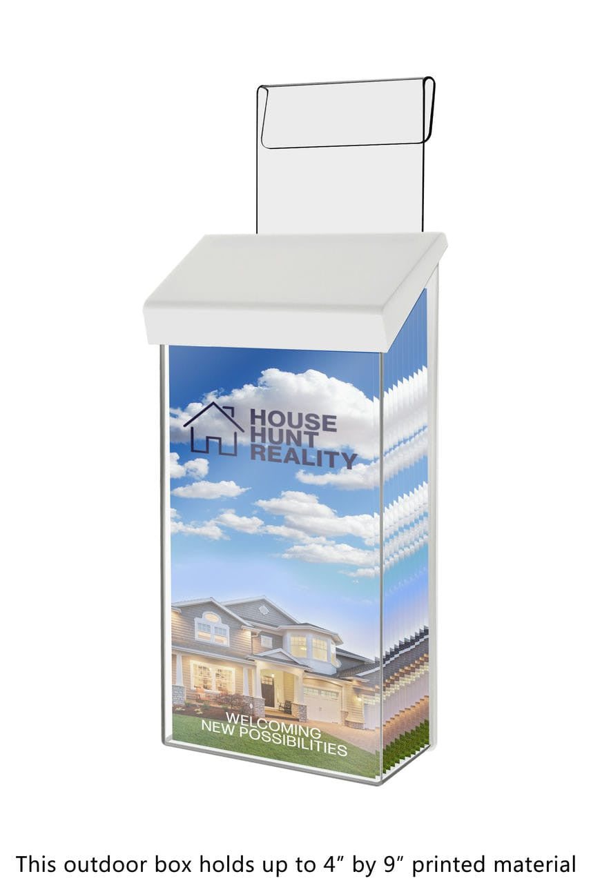 4"W x 9"H Outdoor Window Hook Brochure Holder Trifold Box