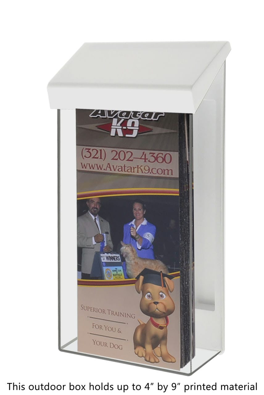 4"W x 9"H Magnetic Outdoor Brochure Holder with White Lid