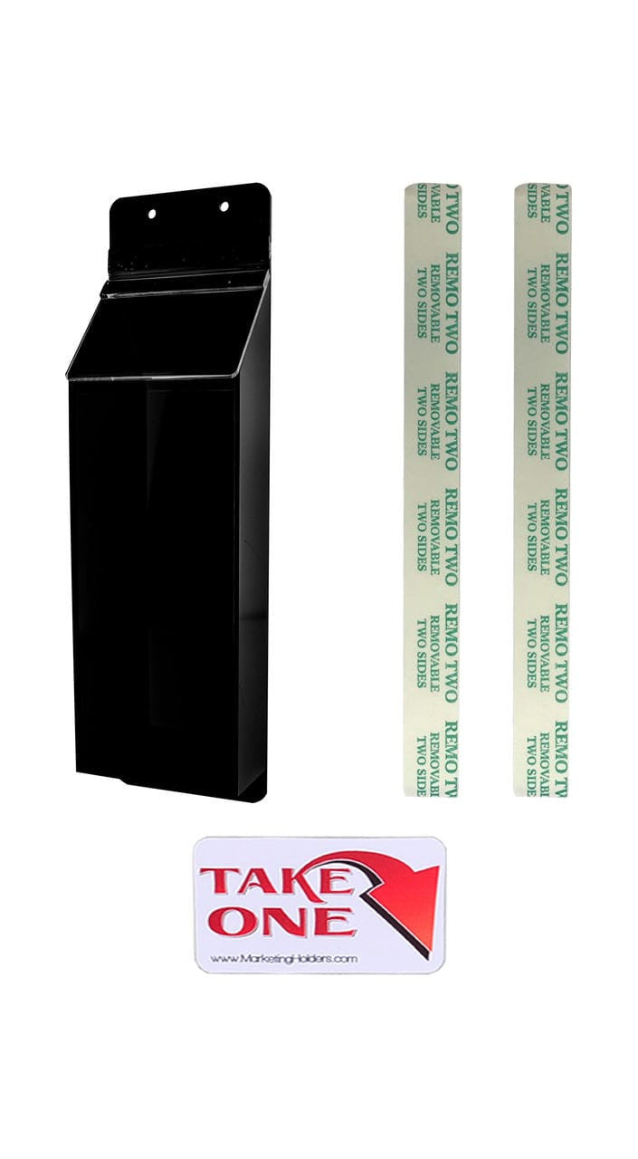 4"W x 9"H Outdoor Brochure Holder Wall Clear and Black Box