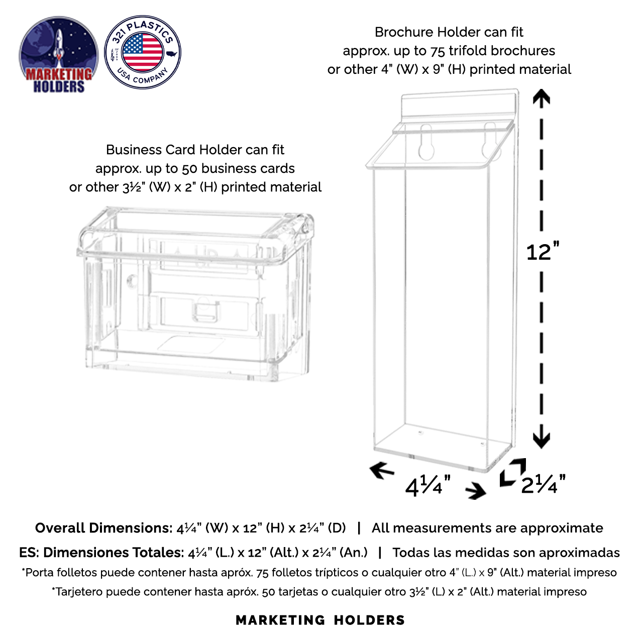 4"W x 9"H Outdoor Brochure Holder with Lid and Grab A Card Box