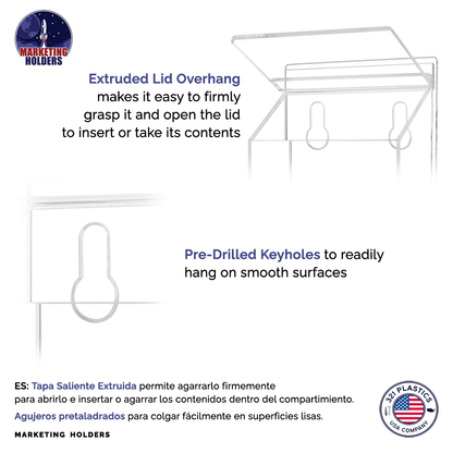 4"W x 9"H Outdoor Trifold Holder Wall Brochure Box with Lid