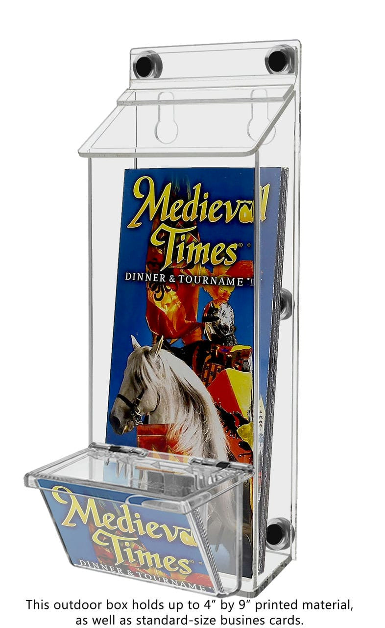 4"W x 9"H Magnetic Outdoor Trifold Brochure Holder with Card Box