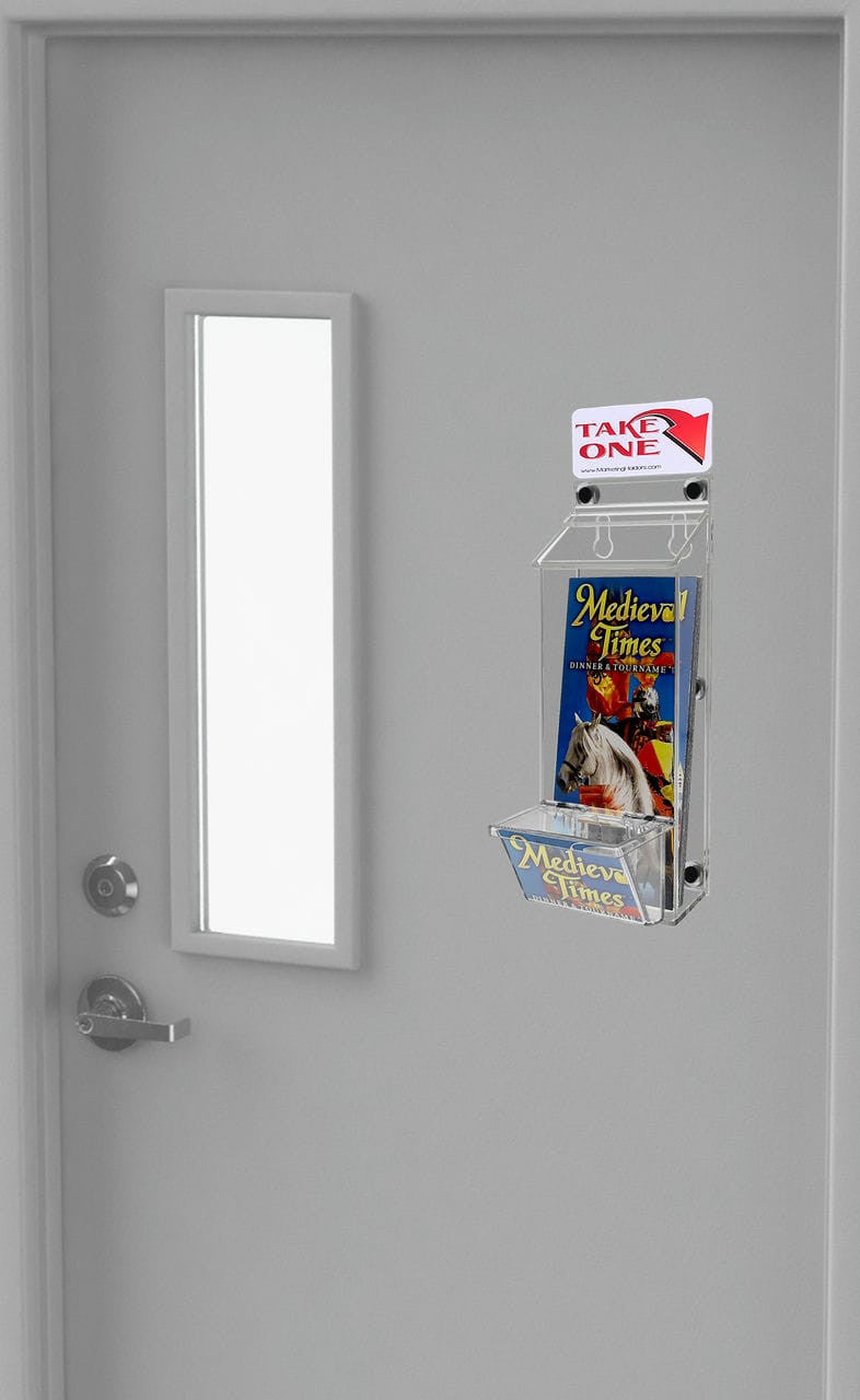 4"W x 9"H Magnetic Outdoor Trifold Brochure Holder with Card Box