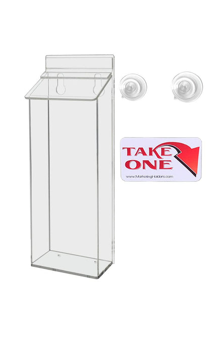 outdoor brochure holder with suction cups  with a take a card sticker