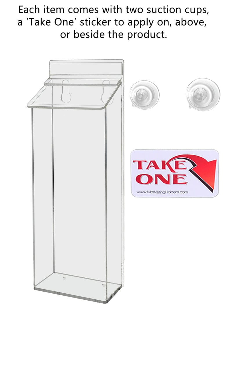 outdoor brochure holder with suction cups  with a take a card sticker