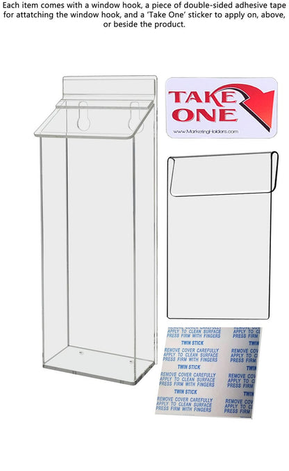 4"W x 9"H Outdoor Window Hook Trifold Holder Brochure Box