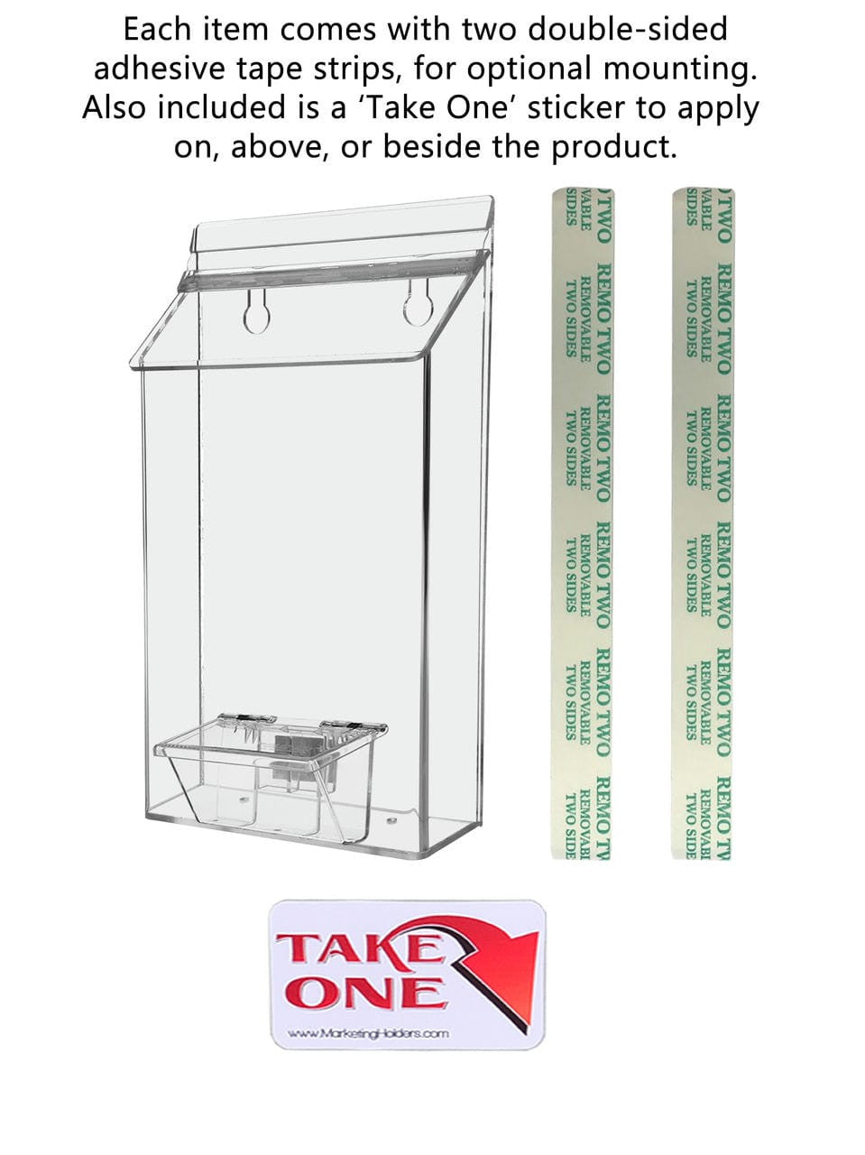 Six Inch Wide Post Card Holder with Adbox Literature Outdoor Display Rack with adhesive and sticker