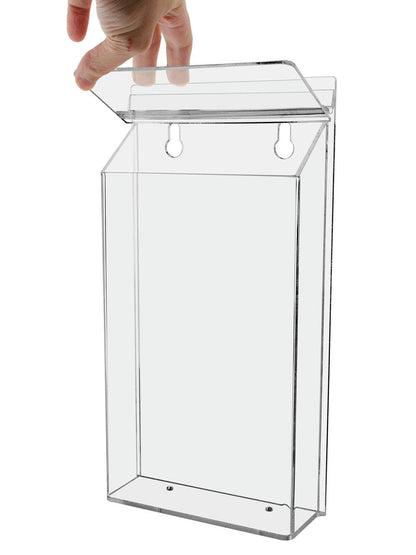 Six Inch Wide Bifold Display Literature Bin Outdoor Brochure Postcard open the lid