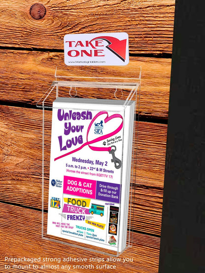 Six Inch Wide Bifold Display Literature Bin Outdoor Brochure Postcard with literature