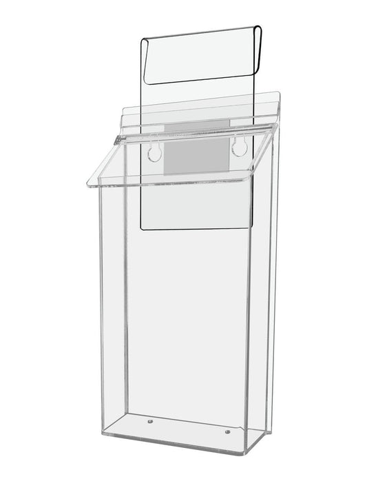 Six Inch Wide by Ten Inches High Outdoor Brochure Holder with Lid and Window Hook