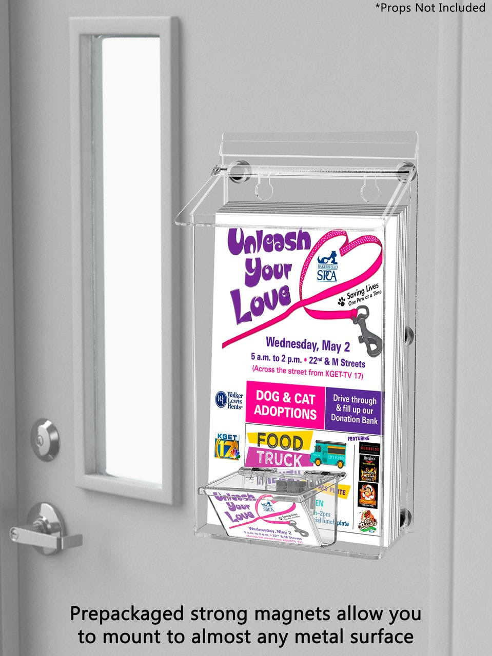 6"W x 10"H Magnetic Outdoor Bifold Brochure Holder with Card Box