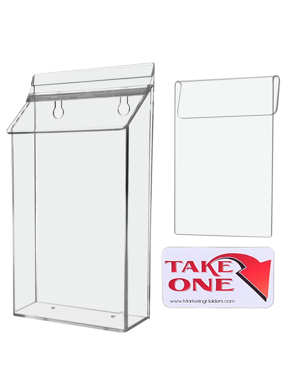 Six Inch Wide by Ten Inches High Outdoor Brochure Holder with Lid and Window Hook with accessories