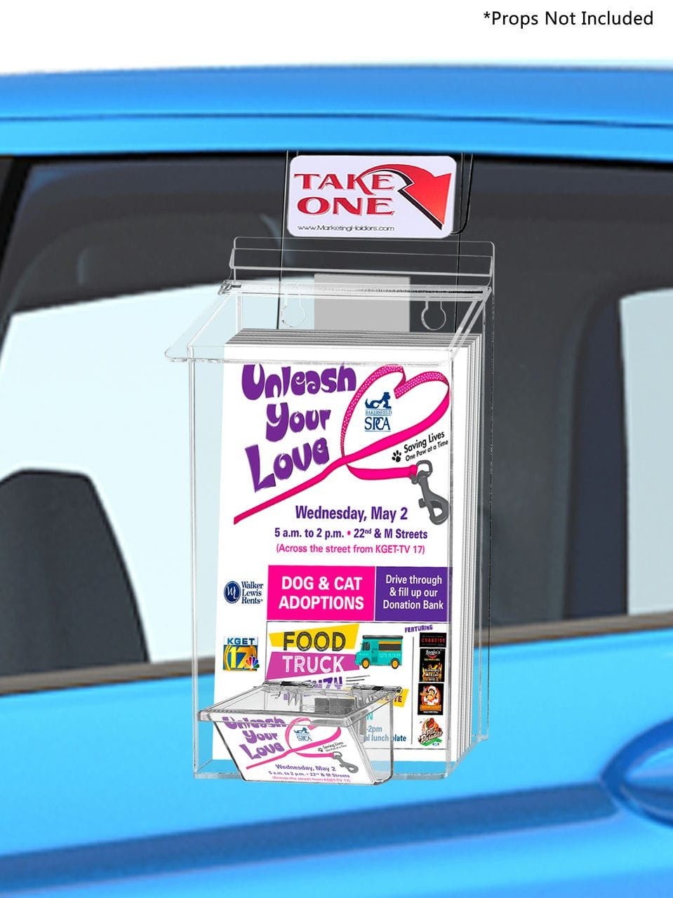 6"W x 10"H Outdoor Window Hook Brochure Holder with Card Box