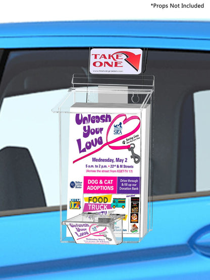 6"W x 10"H Outdoor Window Hook Brochure Holder with Card Box