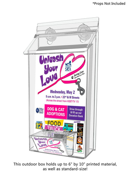 6"W x 10"H Suction Cup Outdoor Booklet Holder with Card Box