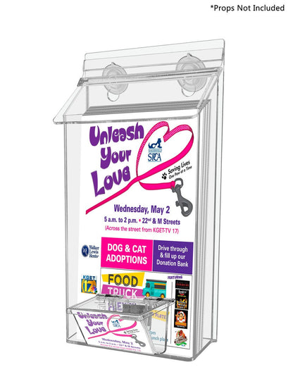 6"W x 10"H Suction Cup Outdoor Booklet Holder with Card Box