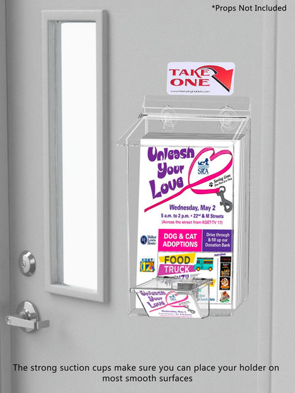 6"W x 10"H Suction Cup Outdoor Booklet Holder with Card Box