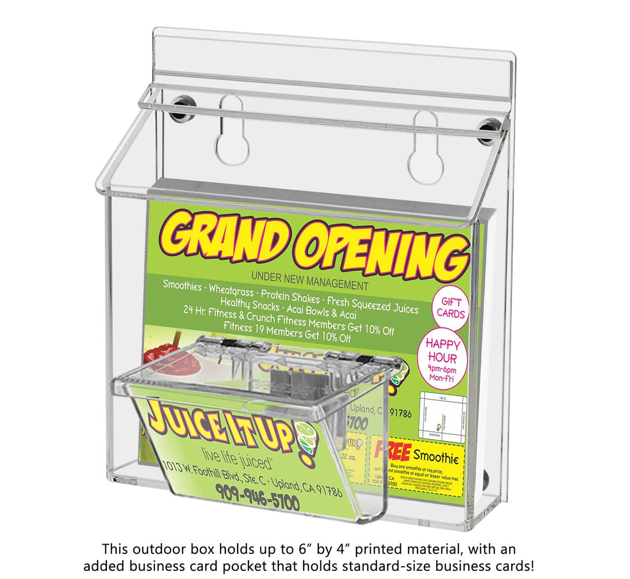 6"W x 4"H Magnetic Outdoor Postcard Brochure Holder with Card Box