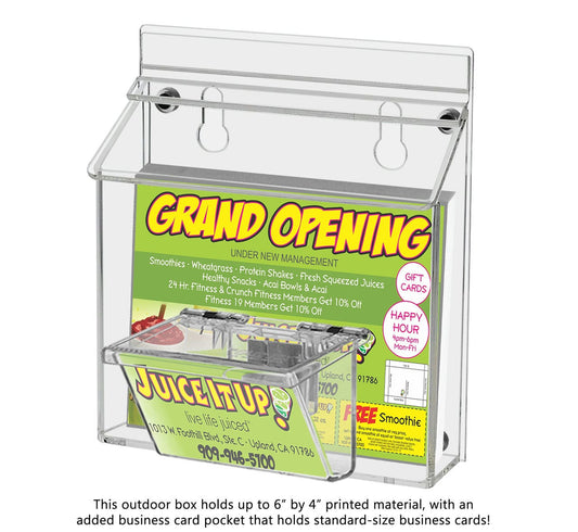 6"W x 4"H Magnetic Outdoor Postcard Brochure Holder with Card Box