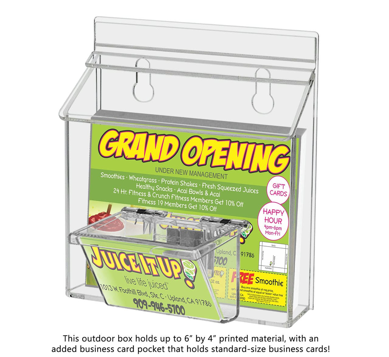 Six inch wide Postcard Display Outdoor Holder Business Card with Box with literature