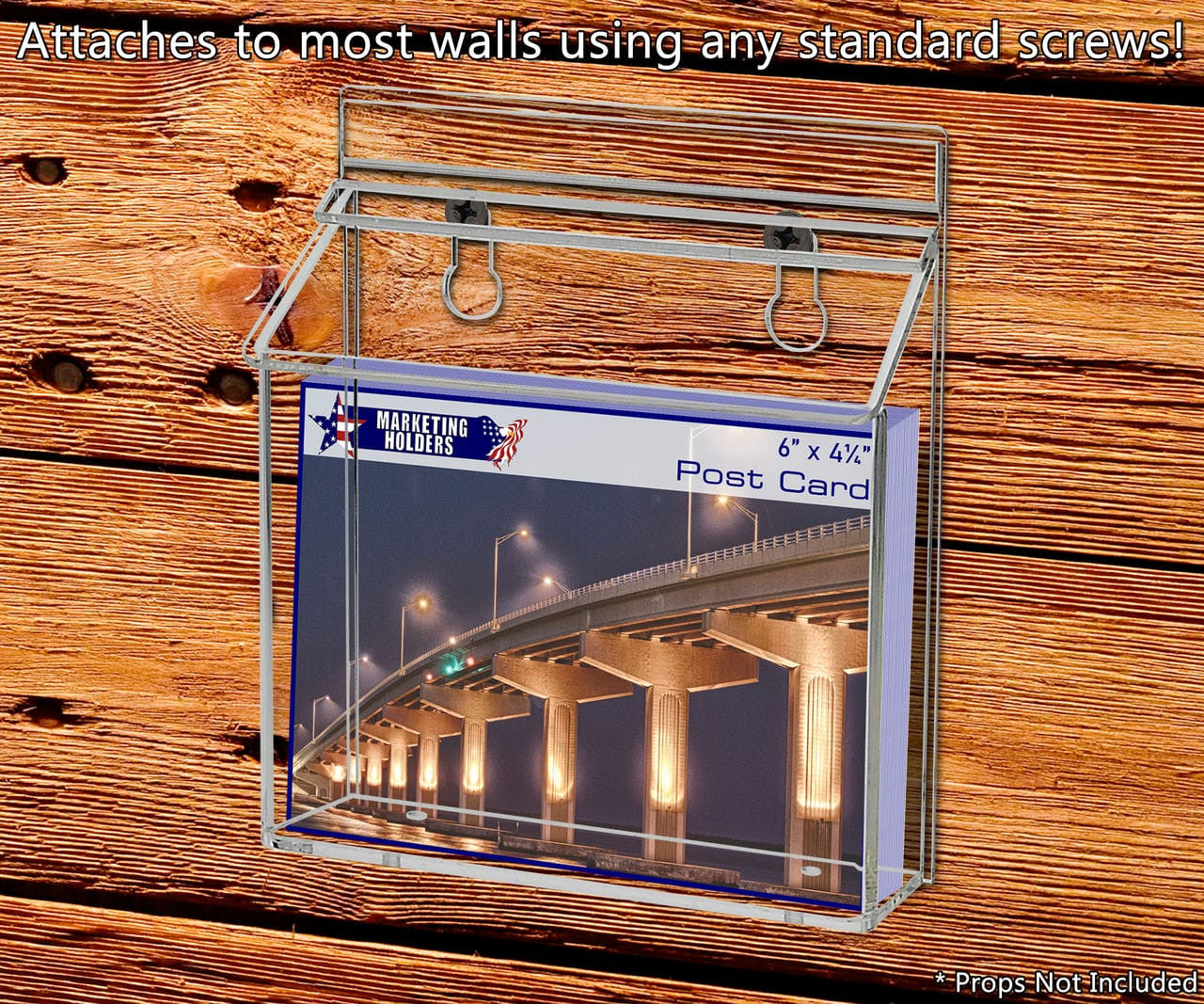 Six inch wide Post Card Box Literature Outdoor Brochure Holder on wall