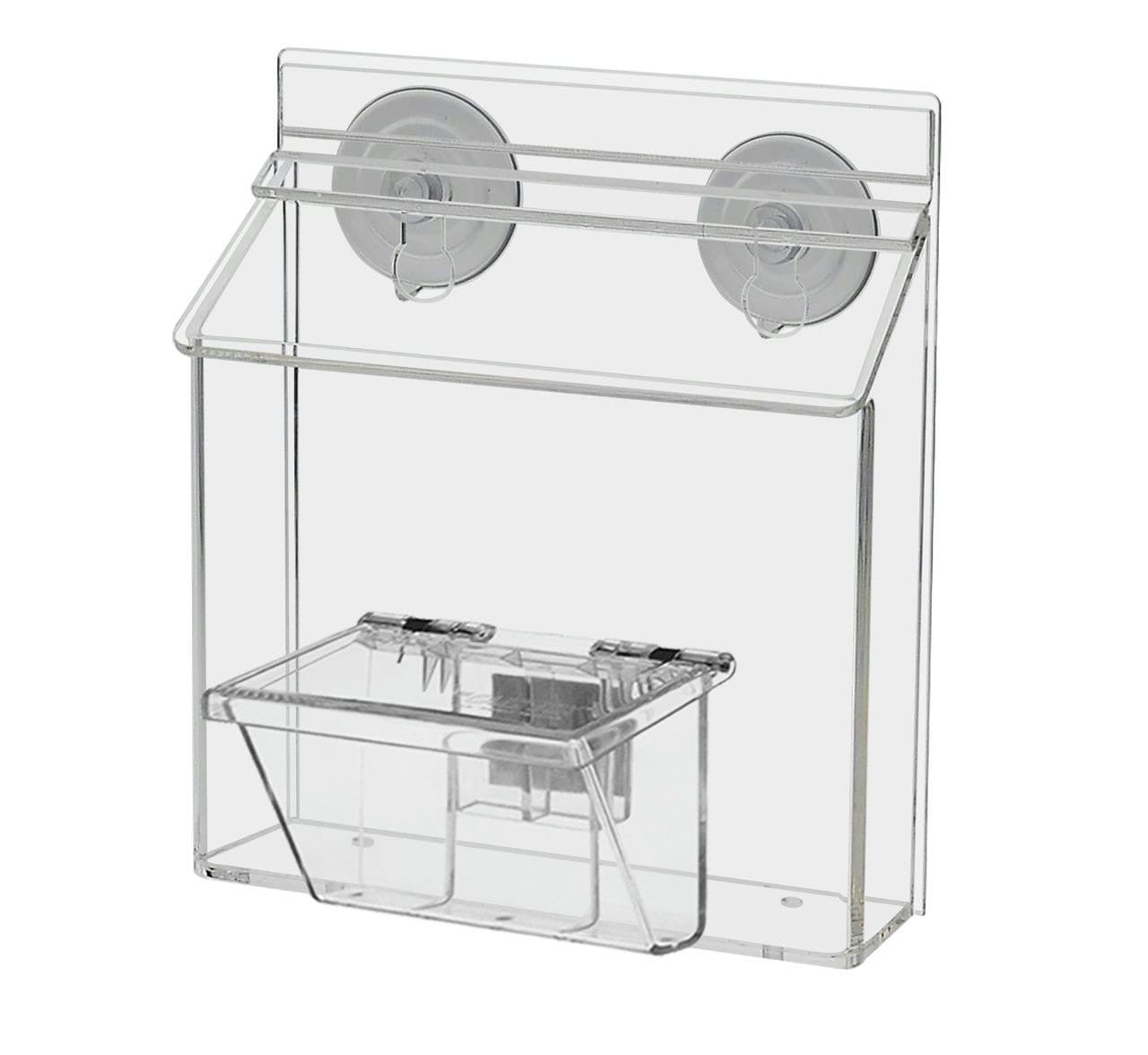 outdoor brochure holder with suction cups and box for a set of business cards with a take a card sticker