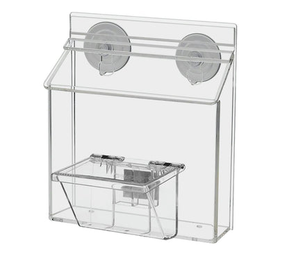 outdoor brochure holder with suction cups and box for a set of business cards with a take a card sticker