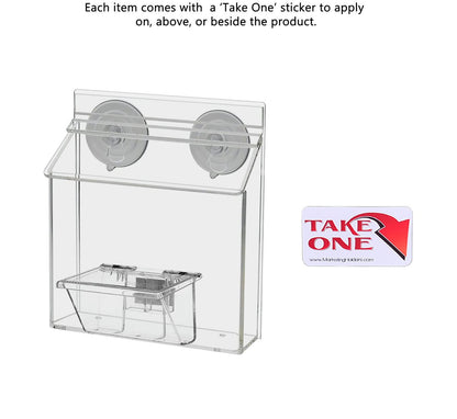 outdoor brochure holder with suction cups and box for a set of business cards with a take a card sticker