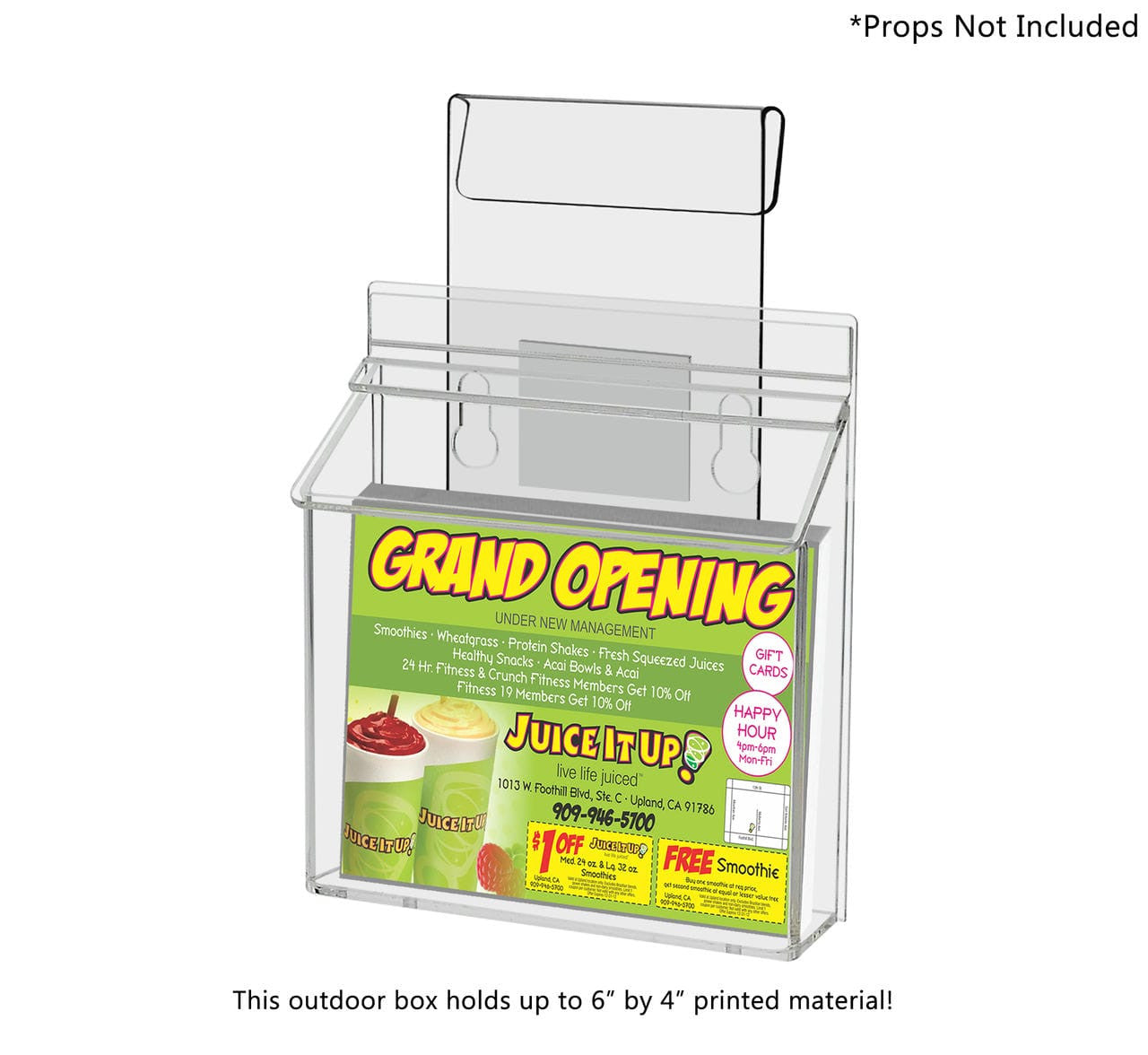 6"W x 4"H Outdoor Window Hook Postcard Holder Brochure Box