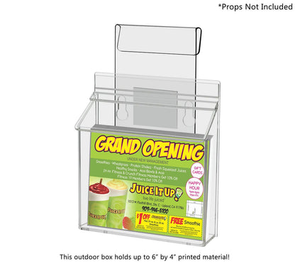 6"W x 4"H Outdoor Window Hook Postcard Holder Brochure Box