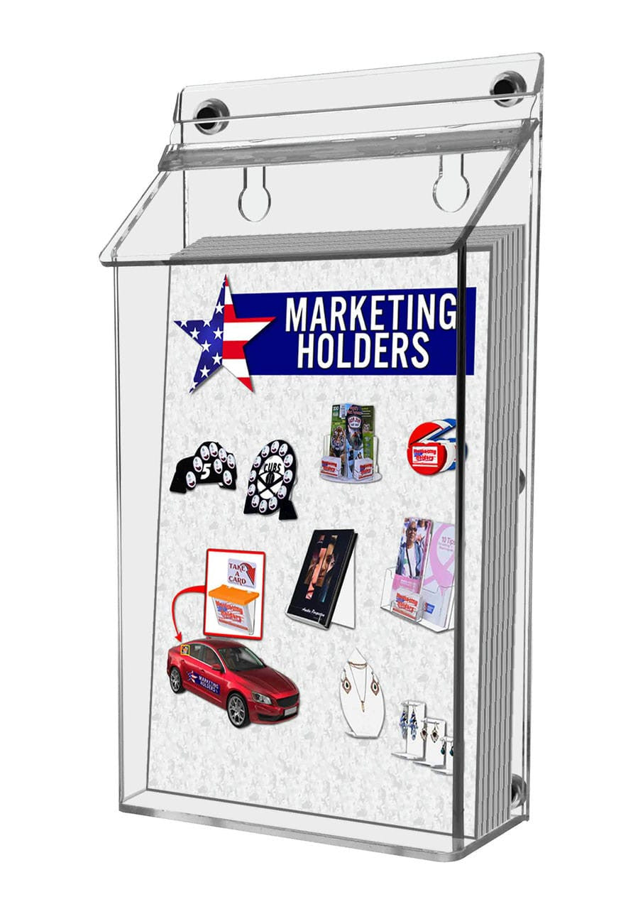 6"W x 9"H Magnetic Outdoor Brochure Holder Bifold Box with Lid