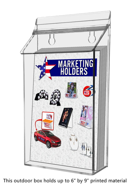 Six Inch Wide Brochure Display Postcard Box Literature Holder Outdoor with flyer