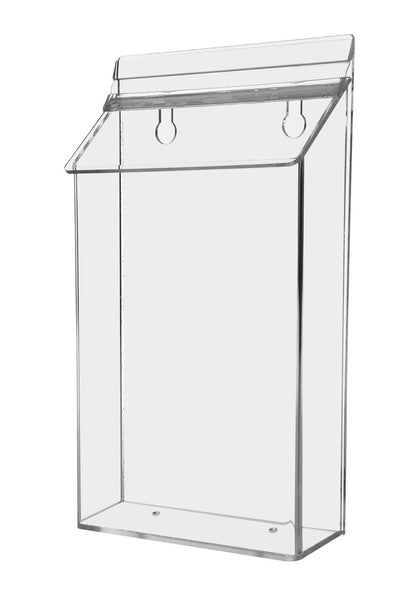 6"W x 9"H Outdoor Bifold Holder Wall Mount Brochure Box with Lid