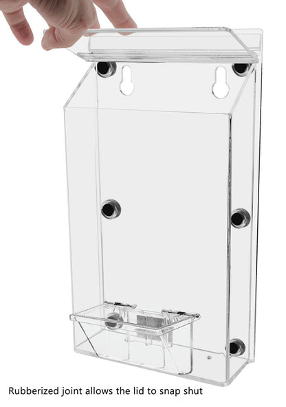 Outdoor brochure holder Each item comes with a take one sticker to apply on above or beside the product with lid open empty