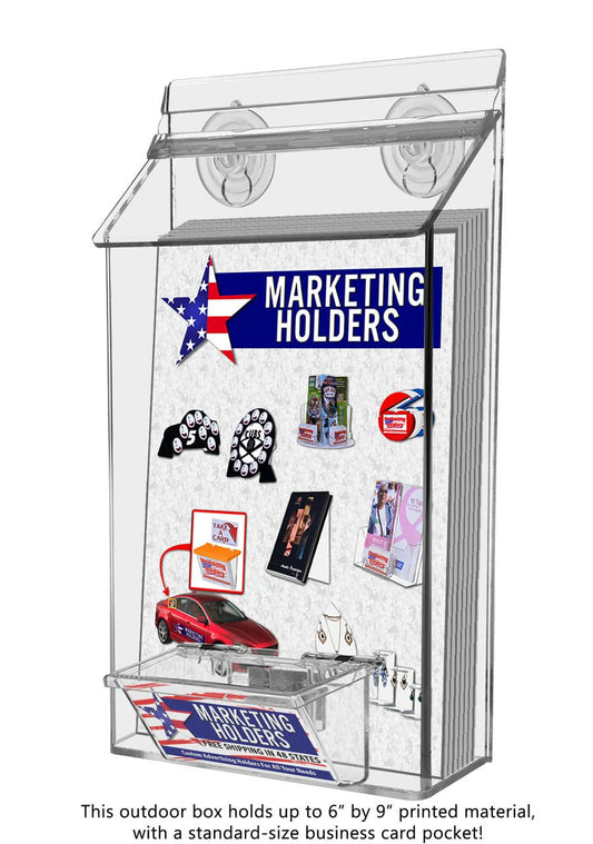 6"W x 9"H Suction Cup Outdoor Bifold Holder with Card Box