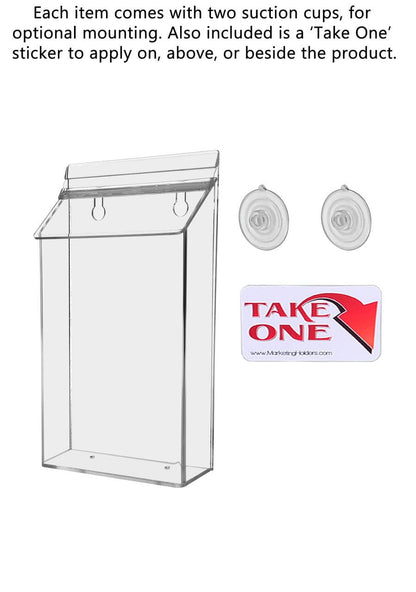 Outdoor Box Display Booklet Holder includes suction cups and take one sticker
