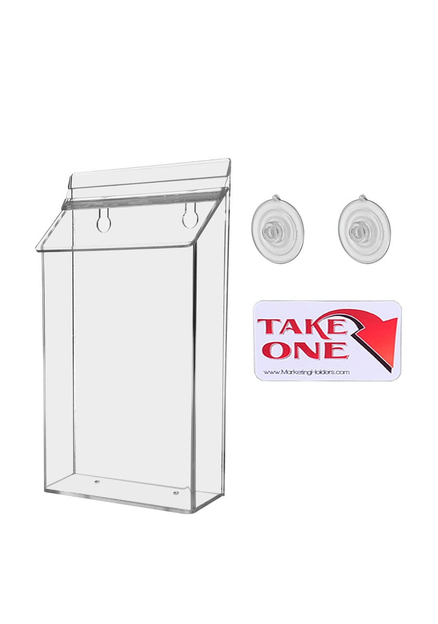Outdoor Box Display Booklet Holder with suction cups and take one sticker