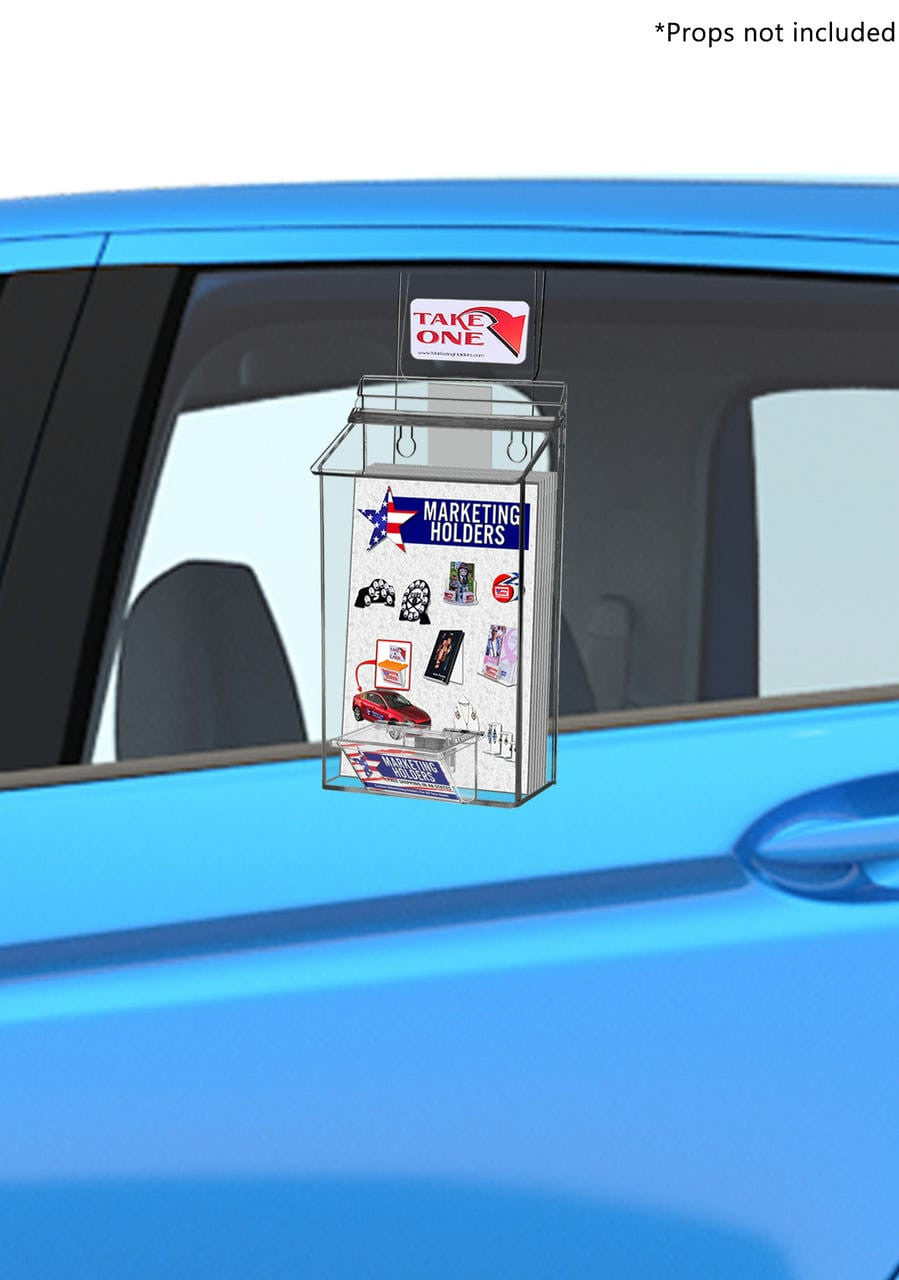 6"W x 9"H Outdoor Window Hook Brochure Holder with Card Box