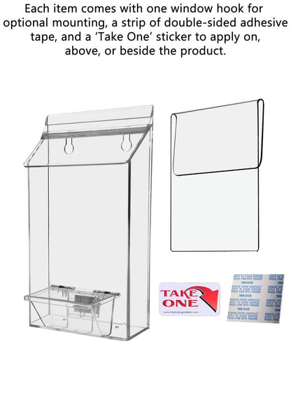 6"W x 9"H Outdoor Window Hook Brochure Holder with Card Box